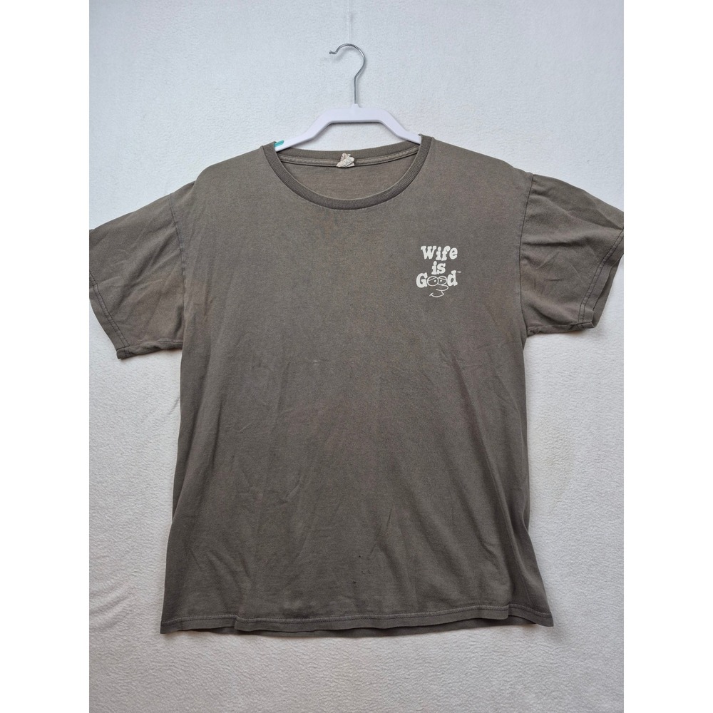 VTG Wife is Good Tee Parody Hunting Graphic T-Shirt Brown Mens Medium Delta